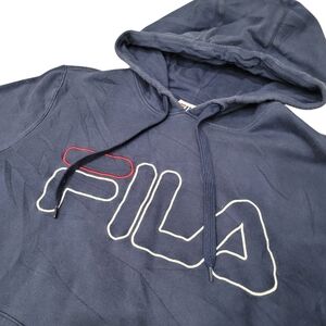 Fila Navy Blue Classic Logo Hoodie Sweatshirt Top Size: M